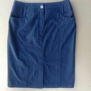 Apanage navy blue cotton skirt front and back slits size 8